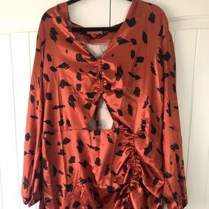 Leopard cutout ruched mini dress